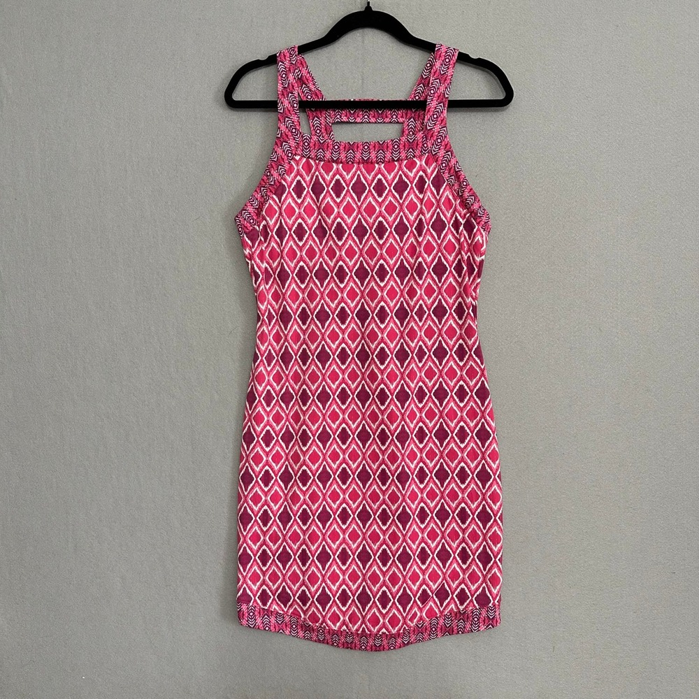 Title Nine Pink Ikat Diamond Geometric Active Dress Built-in Bra Womens Medium